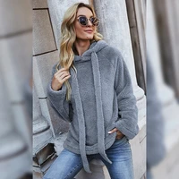 women solid colors loose casual furry sweatshirts new daily commute leisure thicken hoodies autumn winter plush hooded pullovers