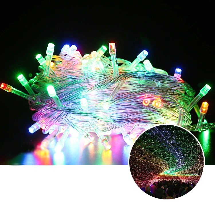RGB 100 м светодиодный Рождественский свет сказочные огни Свадьба Праздник Вечеринка год Рождество наружное украшение гирлянды AC 220 В 8 режим - Испускаемый цвет: RGB
