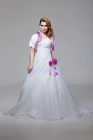 2018 design for pregnant women custom sizecolor bridal gown small train with jacket short sleeve wedding mother of bride dress
