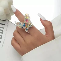 lost lady new multicolor resin butterfly ring for women big acrylic trendy cute finger rings girl summer party jewelry gifts