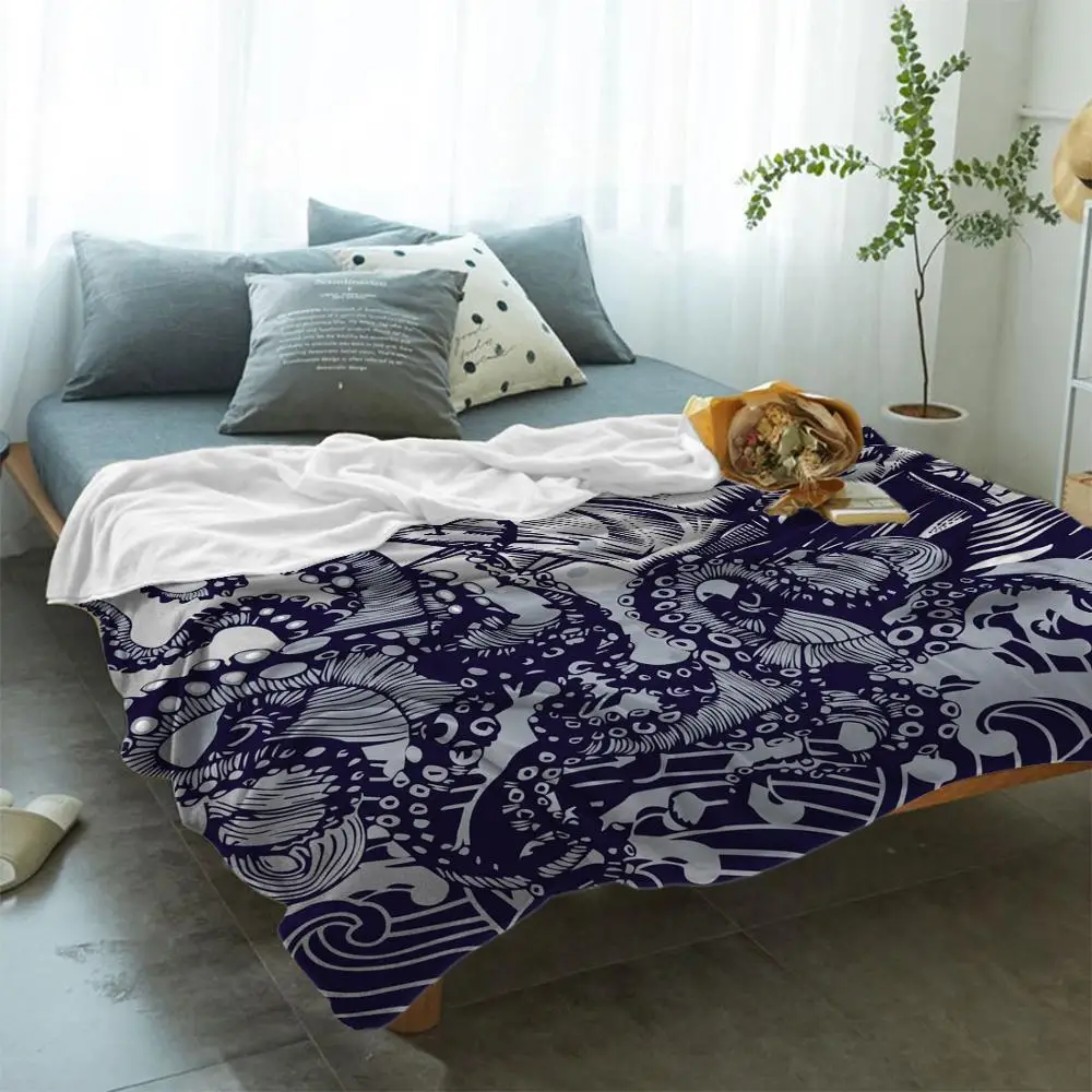 Одеяло из микрофибры с принтом Осьминог|Одеяла| |