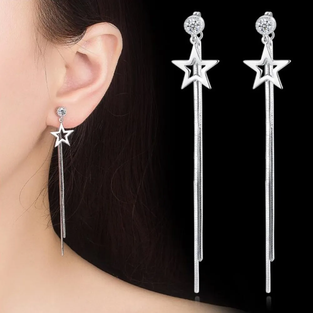 

NEHZY S925 штамп серебряные новые ювелирные изделия Высокое качество женские модные серьги ретро длинные кисточки Кубический Цирконий поп-крюч...