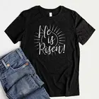 Женская футболка из 100% хлопка He Is Risen Christian Jesus, модная забавная Футболка Harajuku с круглым вырезом и коротким рукавом