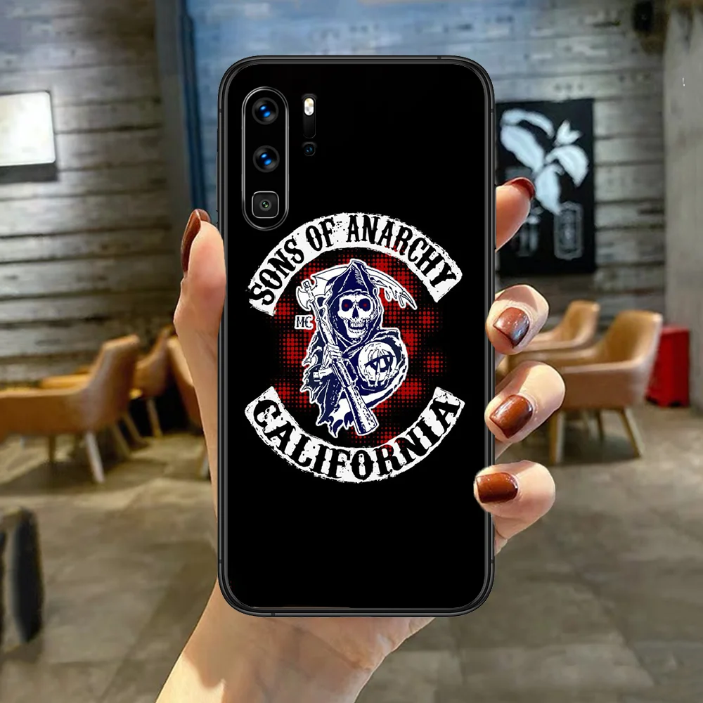 

American Cool Sons Of Anarchy Phone Case Cover For Huawei P Mate Smart 10 20 30 40 Lite Z 2019 Pro Black black Hoesjes Silicone