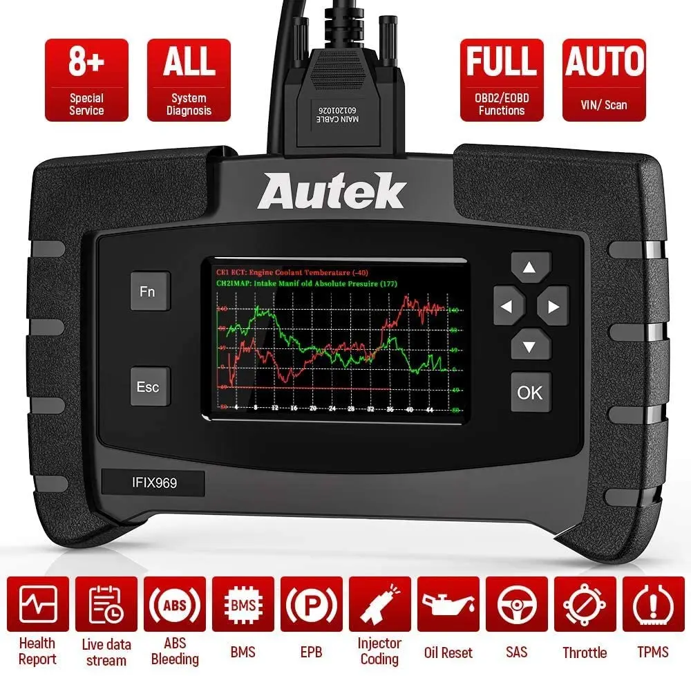 

Autek IFIX969 OBD2 Scanner Professional Full System ABS SRS EPB DPF Reset Service Code Reader ODB OBD 2 Car Diagnostic Tool