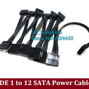 pc server 4pin ide molex 1 to 12 sata 15pin adapter pci e express riser card splitter power cable cord 18awg for hdd ssd free global shipping