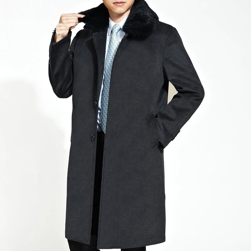 Пальто из натуральной шерсти брендовая одежда воротник кроличьего меха толстое