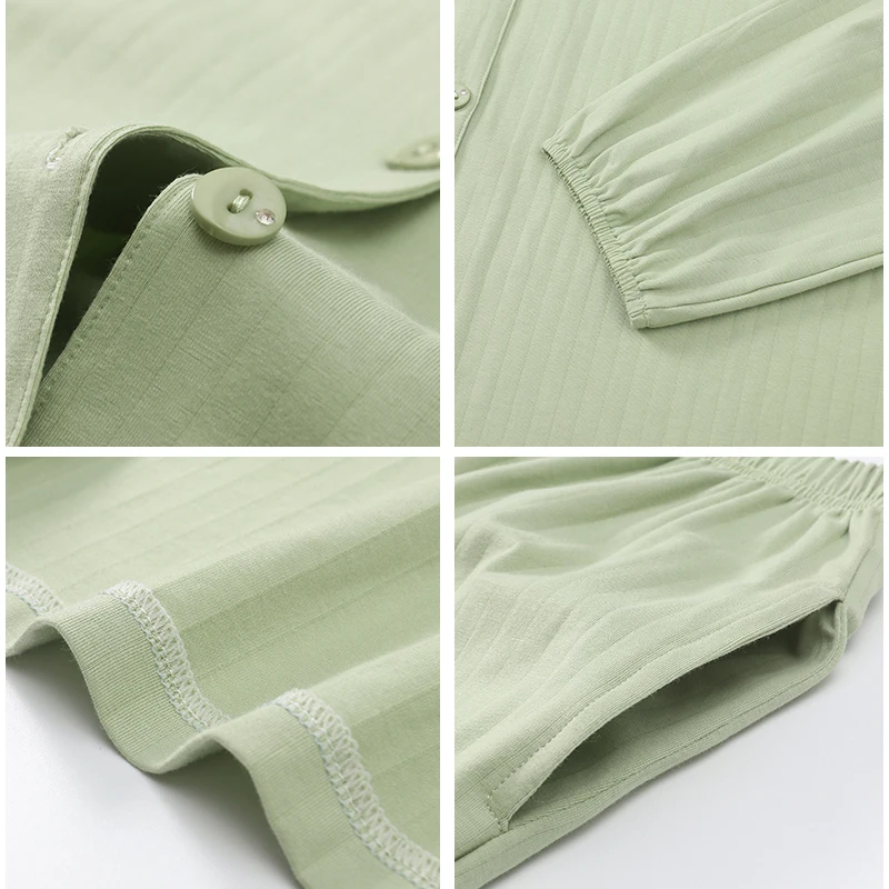 

Caiyier Solid Cotton Pajamas Set Pink Lounge Women Nightwear Lovely Long Sleeve Top+Pants Winter Sleepwear Girl Home Clothes 4XL