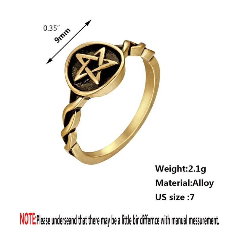 

European and American Jewelry Dark Punk Gothic Style of Life Pentagrams Rings Alloy Retro Ring Goth Gift for Women