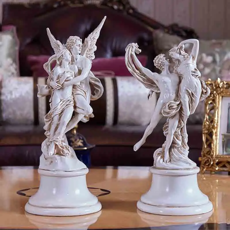 

European Style Greek Goddess Love Angel Figurines Home Decoration Wedding Gifts Livingroom Bedroom Desktop Sculpture Art Crafts