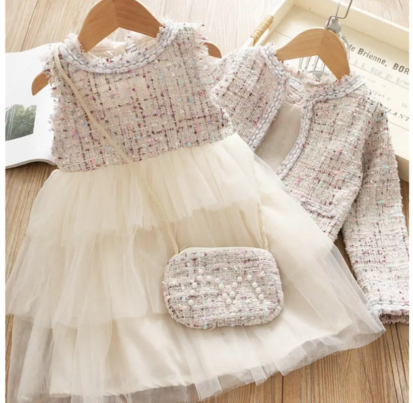 

JO&MI 2020 winter girls new design one-piece dress girls fashion dress + coat
