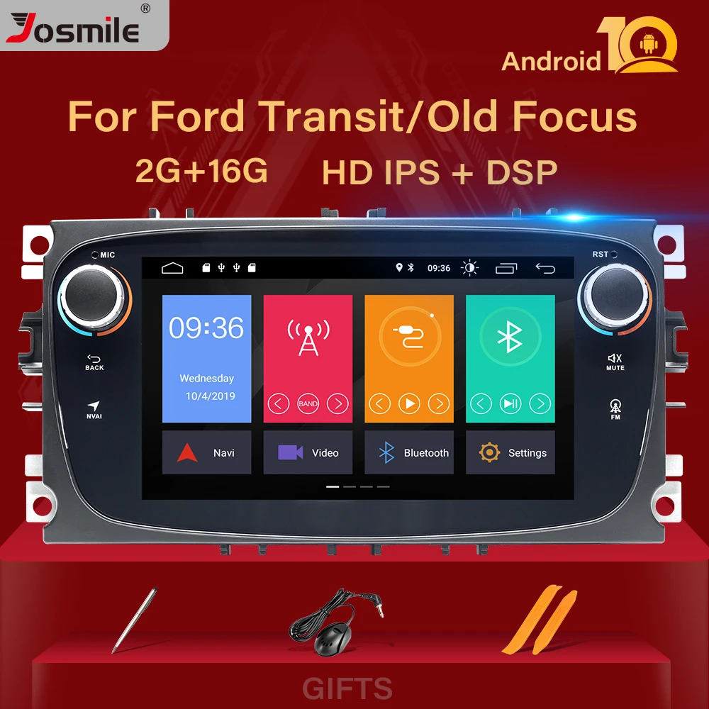Автомагнитола 2 + 16 G DSP IPS Android 10 для Ford Focus 3 mk2 Kuga Mondeo 4 Fiesta Transit Connect S C MAX RDS Wifi камера Can
