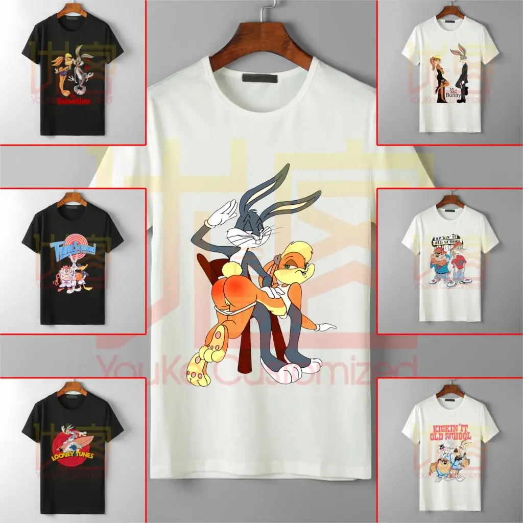 2019 новая мужская футболка bugs lola bunny spank с рисунком из мультфильма Мужская круглым