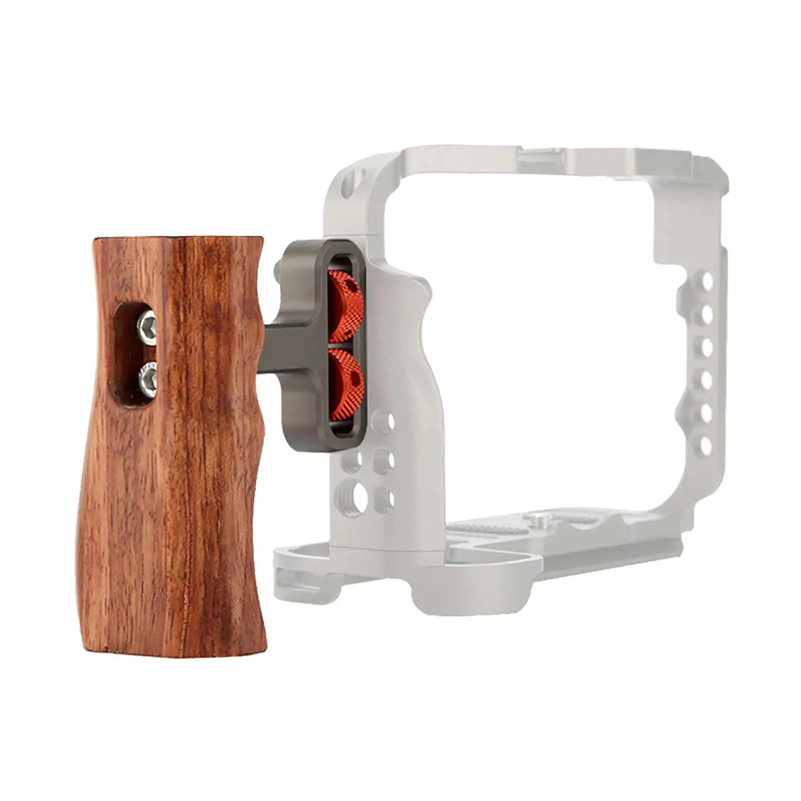 

Universal Camera Cage Single Side Handle Wooden Hand Grip Anti-slip Design with 1/4 Screw Hole Cold Shoe Mount for Camera Cage