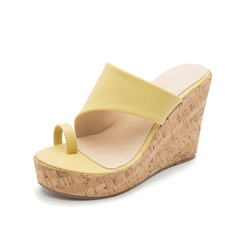 

Shoes Woman 2021 On A Wedge Big Size House Slippers Platform Pantofle Luxury Slides Heeled Mules New Designer High Scandals Rome