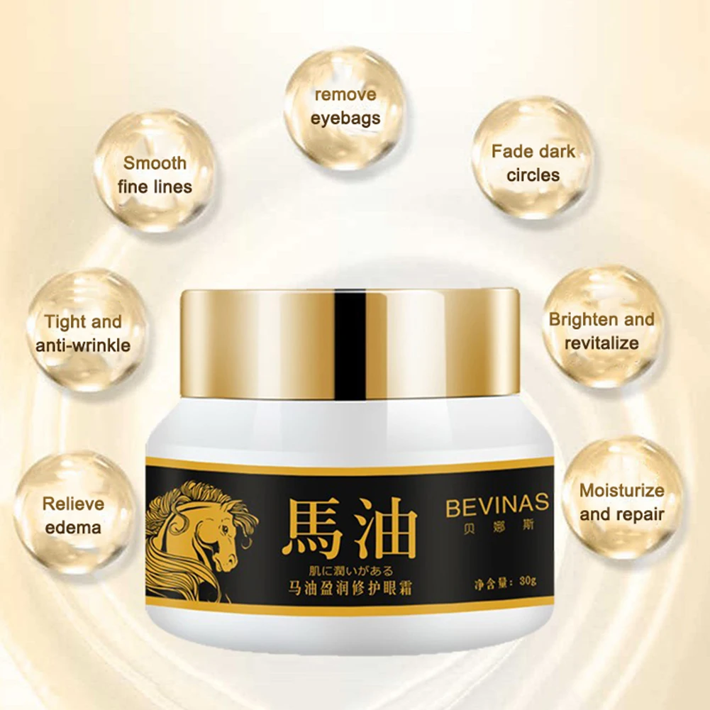 

Horse Oil Eye Cream Wrinkle Remover Puffy Eye Bag Lifting Skin Anti-aging Day Cream Makeup Primer Firming Skin Care Cream