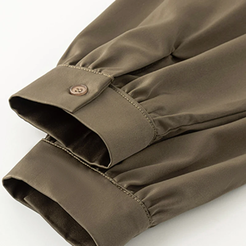 Блузка Женская атласная с V-образным вырезом и длинным рукавом весна 2022 | одежда