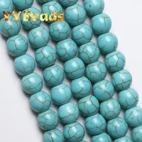 blue howlite turquoises stone beads natural turquoises round loose charm beads 4mm 12mm for jewelry making diy bracelet ear stud