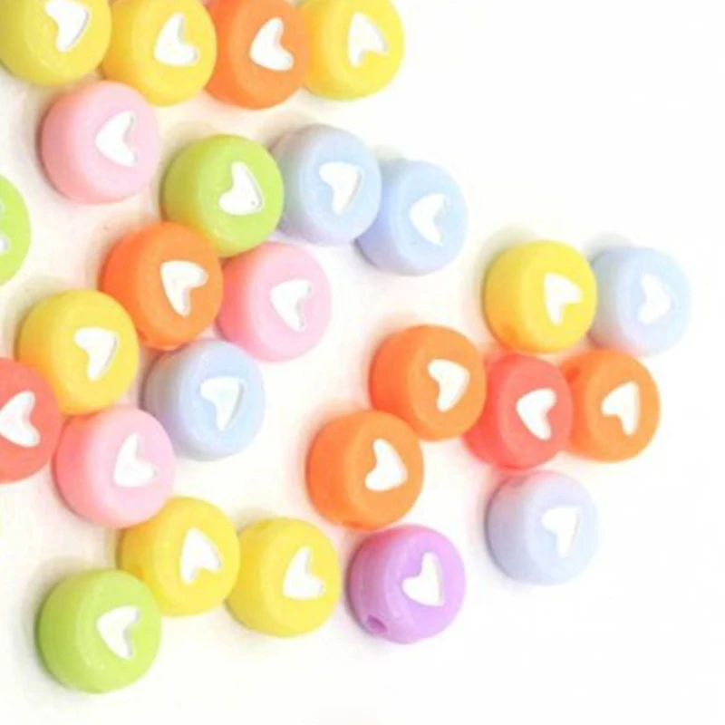 

2800 Pcs 7mm Acrylic Beads Flat Round Beads Colored Hearts, Used for Jewelry Making DIY Handmade Charm Bracelet