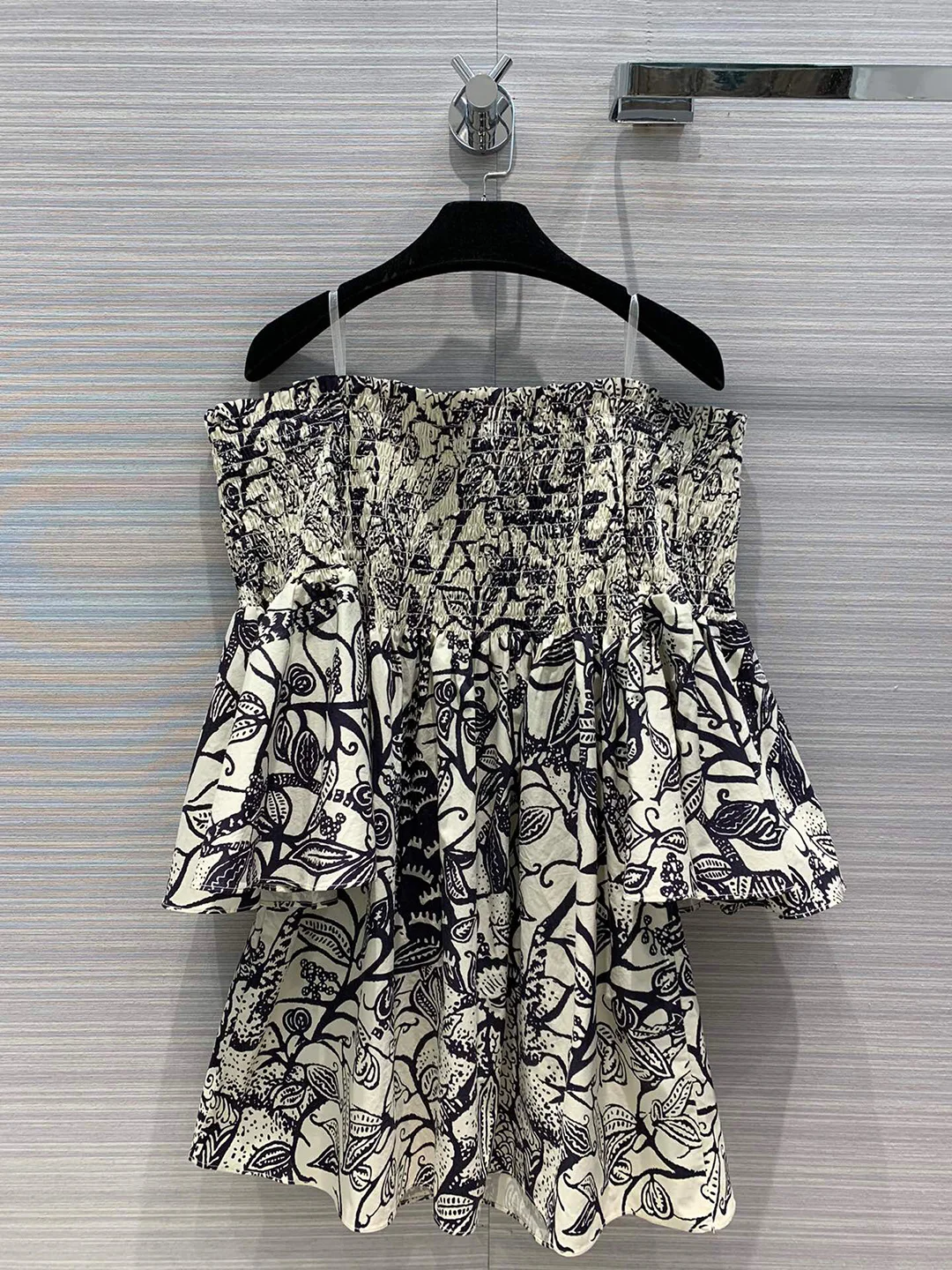 

new beach boho style sexy for women runway design slash neck flare sleeve mini print dress high-end summer dresses