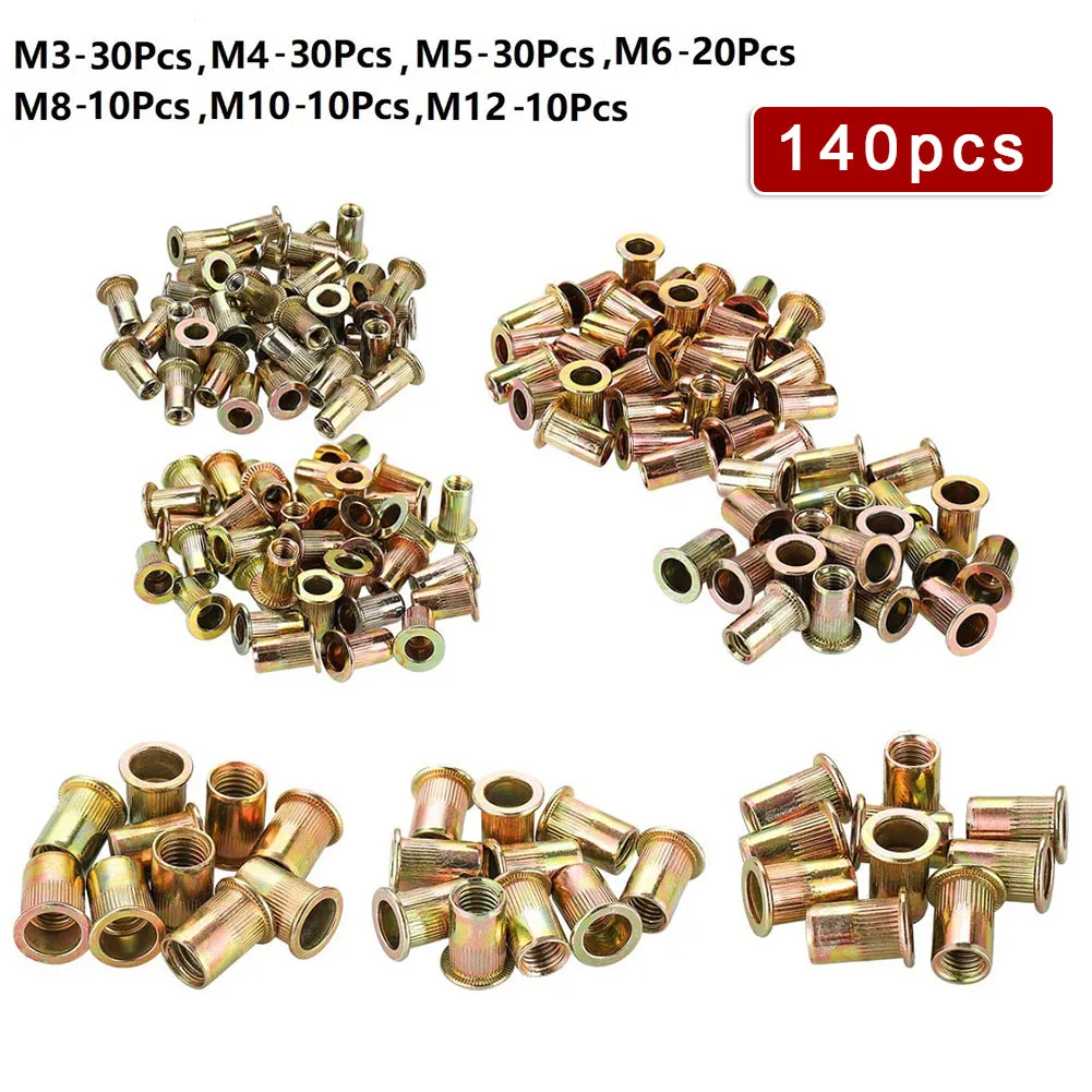 

M3-M12 Threaded End Nutsert 140PCS Nuts Threaded Tool Kit Nutsert Hand
