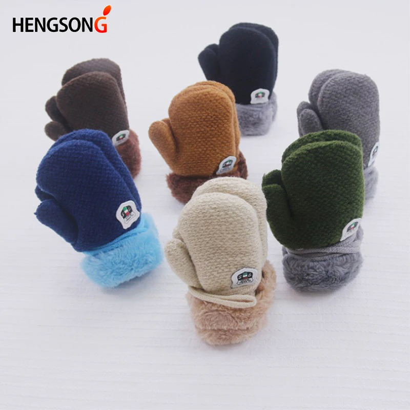 

Cute Cartoon Baby Gloves Winter Knitted Infants Mittens Thicke Warm Full Rope Gloves For Boys Girls Toddlers