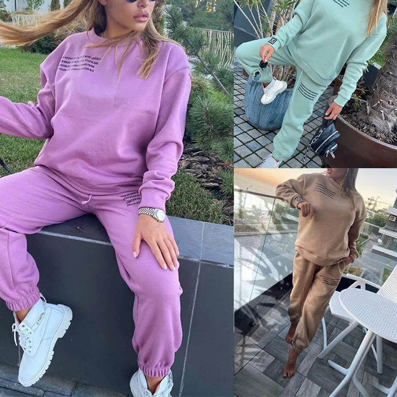 

Women's Set Tracksuit Sweatshirt Tracksuits Letter Print Two Pieces Set Casual Pants Suit Autumn Long Sleeve Pullover Female
