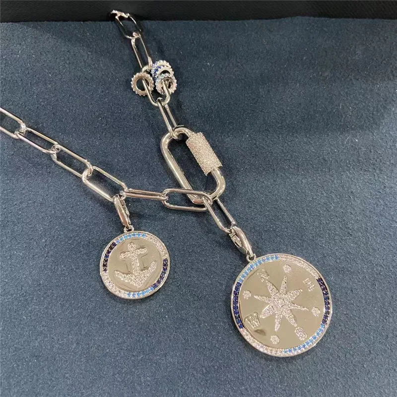 

Hot Brand Pure 925 Sterling Silver Jewelry For Women Silver compass Hip Hop necklace Personality Jewelry