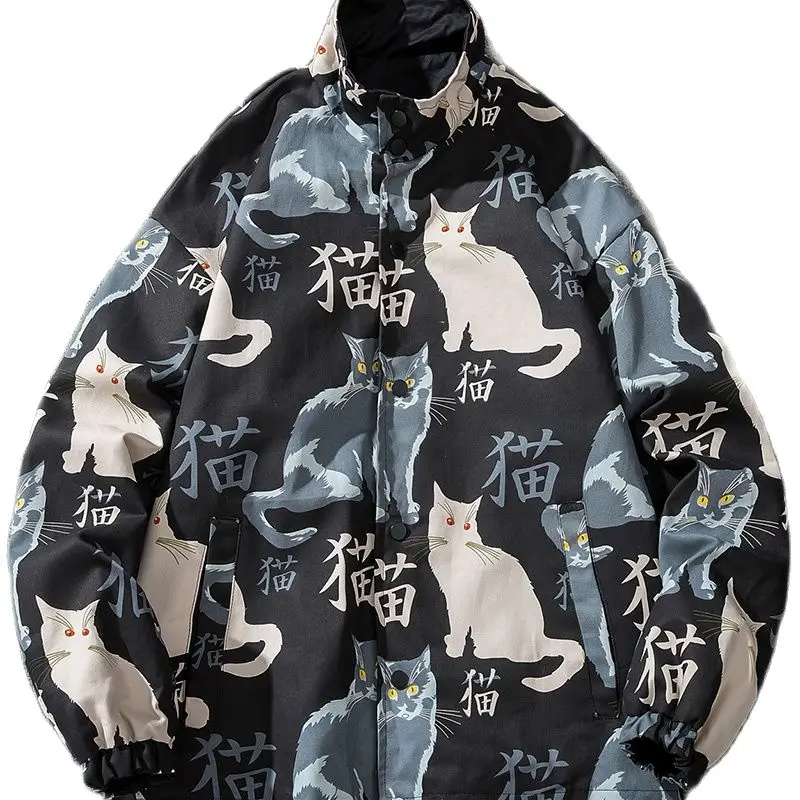 

2021 fashion Hong Kong autumn style men's jacket double-sided overalls loose casual cotton coat.Youth trend