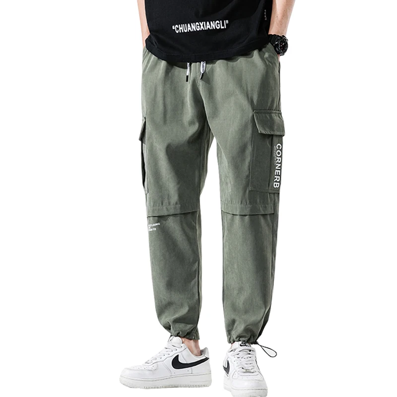 

2022 Hip Hop Ribbons Cargo Pants Men Joggers Pants Streetwear Men Harajuku Mens Elastic Waist Trousers