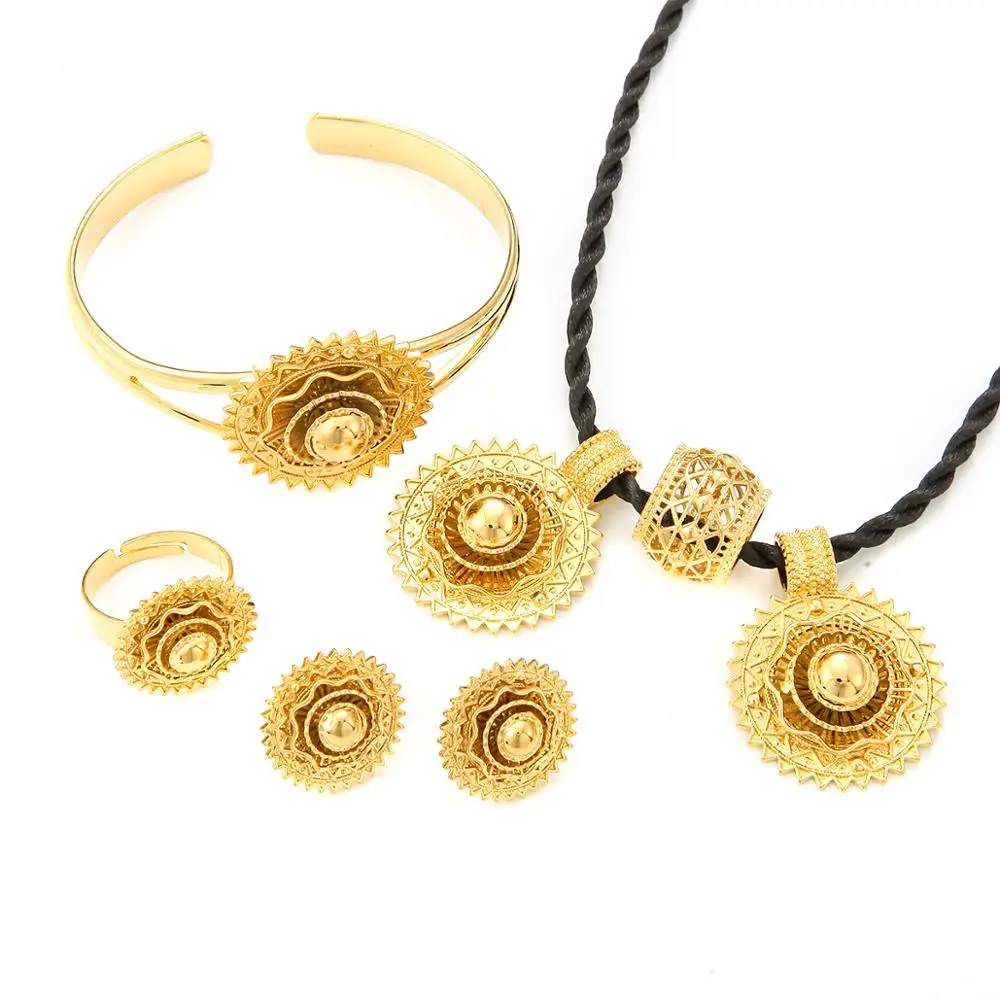 Комплект женских ювелирных изделий цвет 24 каратный золото Эфиопский Африканский