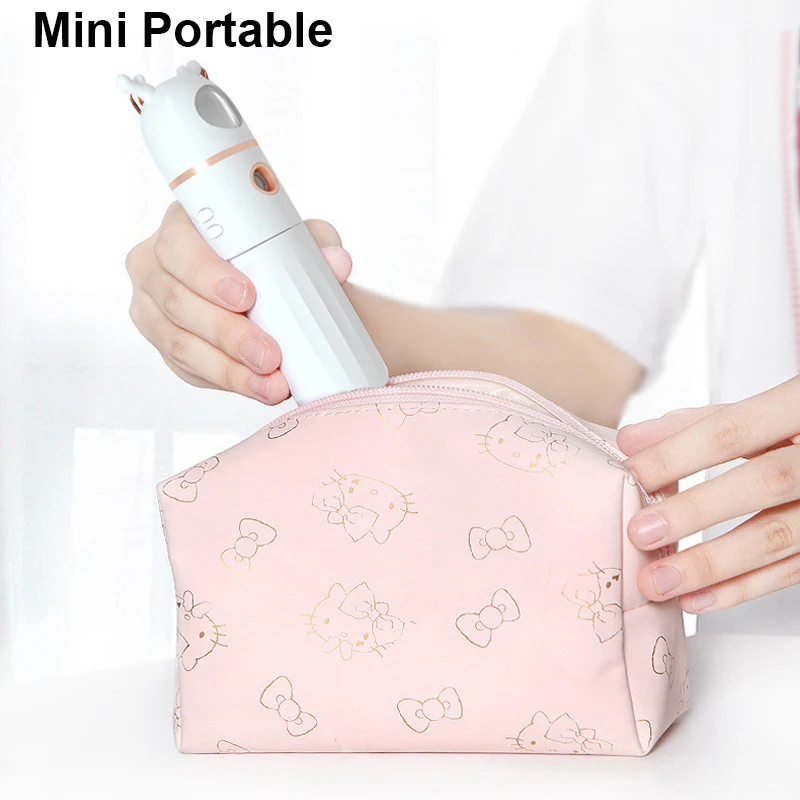 

Nano Facial Steamer Mist Sprayer Mini Portable Handheld Spray Fan Humidifier Moisturizing Face Steamer Skin Care Tool Flashlight