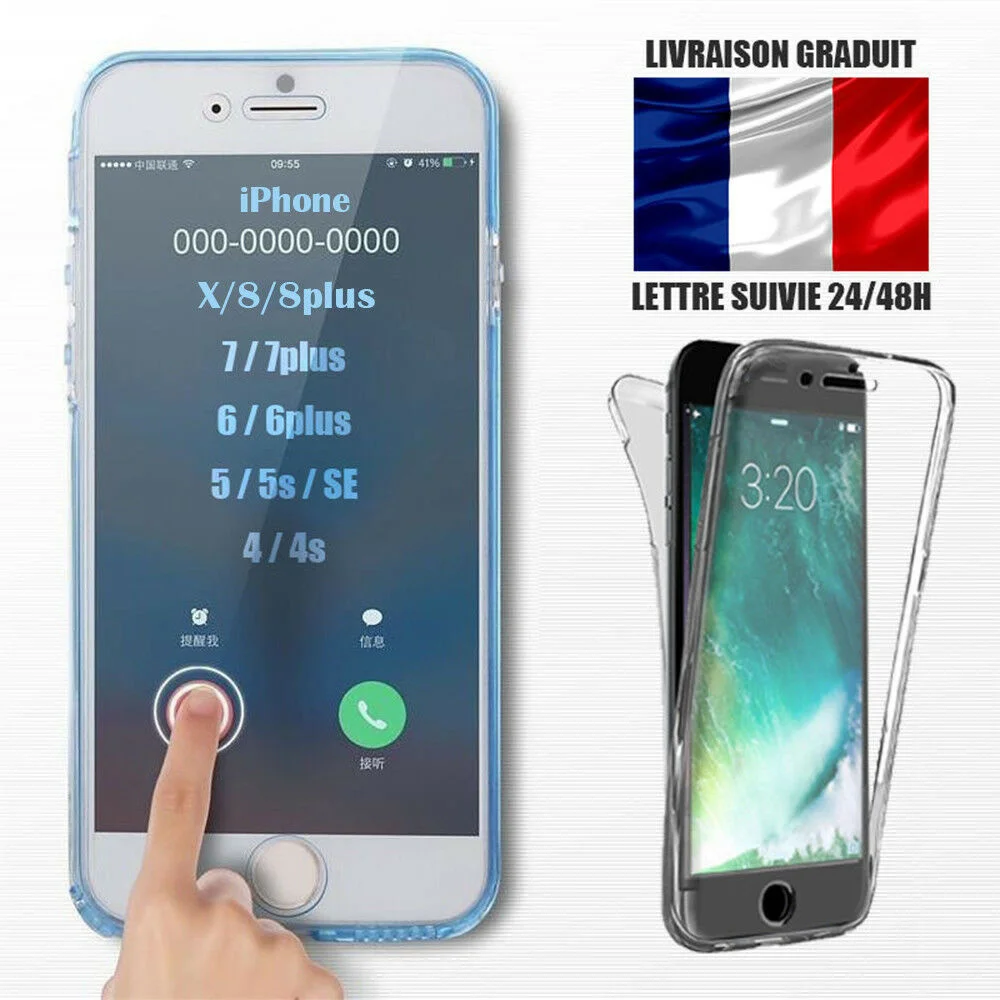 

Hybrid Coque 360° Antichoc intégral For iPhone 8 7 6 SE X XR XS MAX 11 Pro 12 Mini