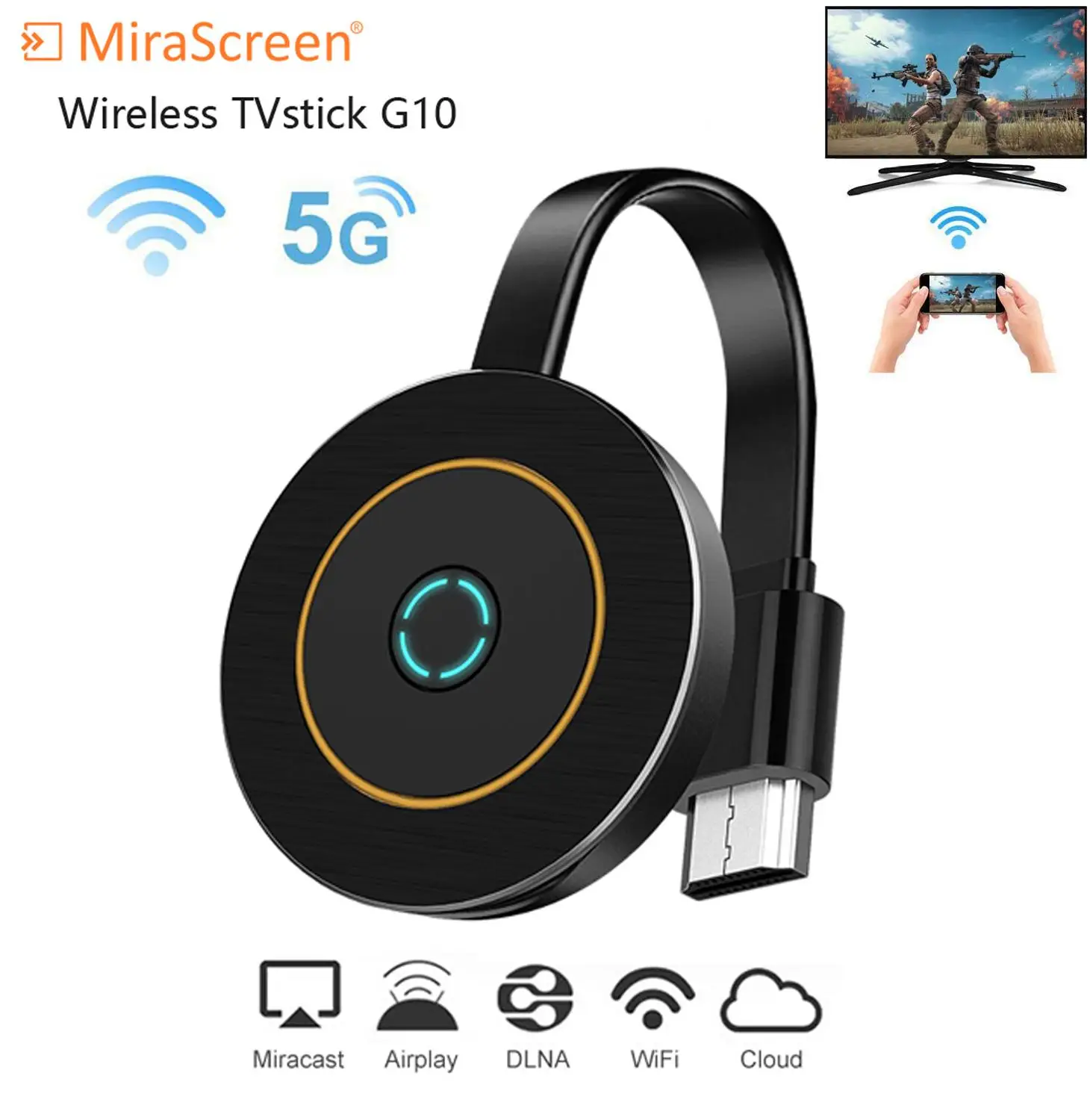 

MiraScreen G10 2,4G 5,8G WiFi 4K TV Stick anycast Miracast ios Android TV Dongle приемник anycast DLNA Airplay 5G TV Stick