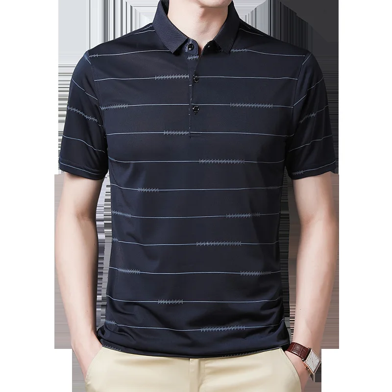 

Summer New Men's Short-sleeved Polo Shirt, Ice Silk Loose Lapel Short-sleeved Polo Shirt, Men Polo Shirts