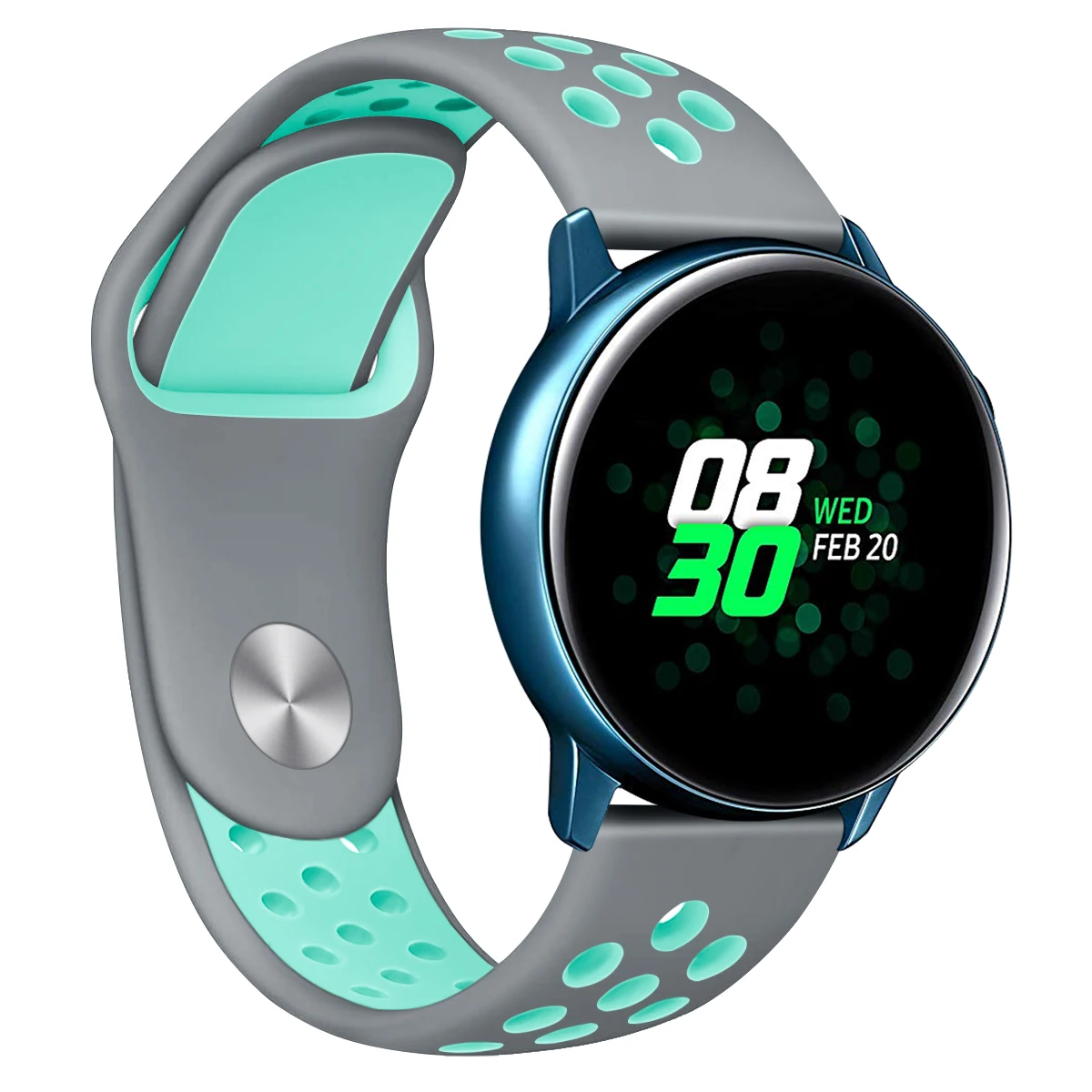 20 мм спортивный силиконовый ремешок для часов samsung Galaxy Watch Active2 40 мм 44 мм быстросъемный дышащая повязка на ремешок Galaxy 42 мм Шестерня S2 - Цвет ремешка: Gray Mint Green