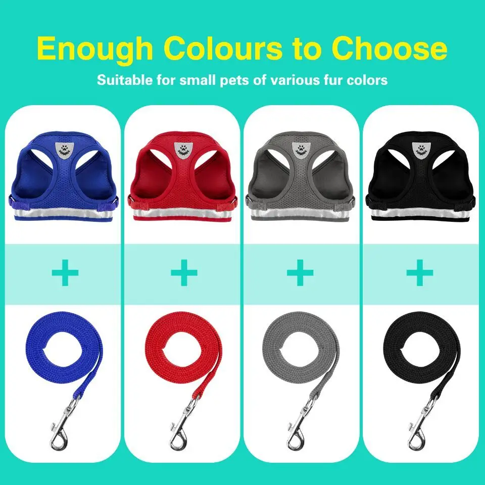 Cat Harness And Leash Set Adjustable Reflective Cat Harness Soft Padded Jacket Chihuahua Dog Harness Vest