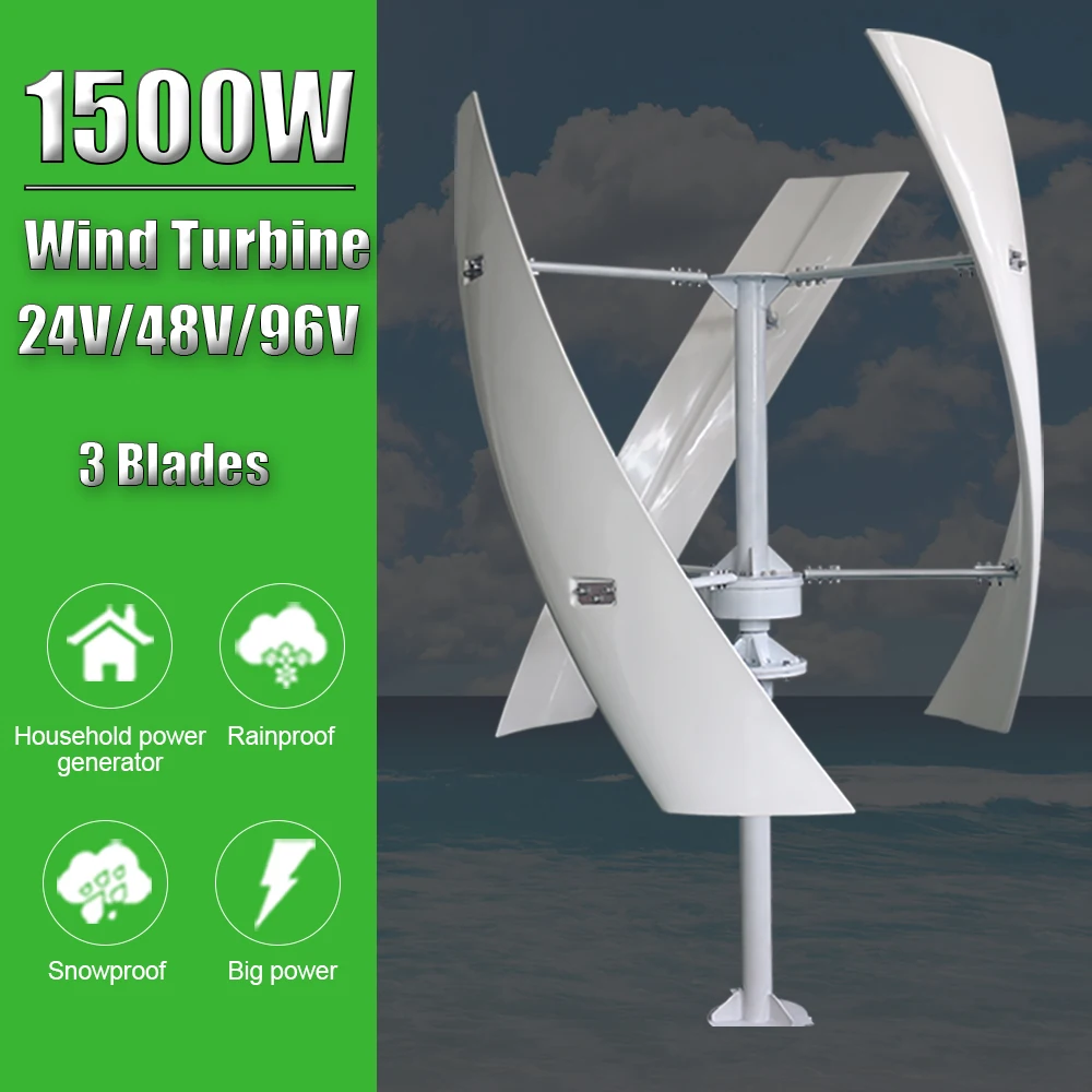 

Free Energy Windmill 1500W 24V 48V 96V Low RPM Vertical Axis Wind Turbine Generator For Home Farm Street Use