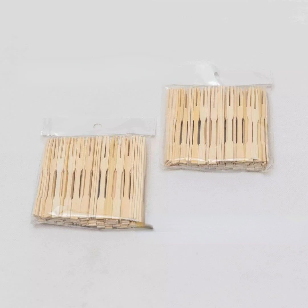 

100 шт., одноразовые бамбуковые вилки для фруктов