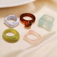 acrylic irregular marble pattern rings set for women vintage simple aesthetic acetate ring girl jewelry accessories gift sr1150