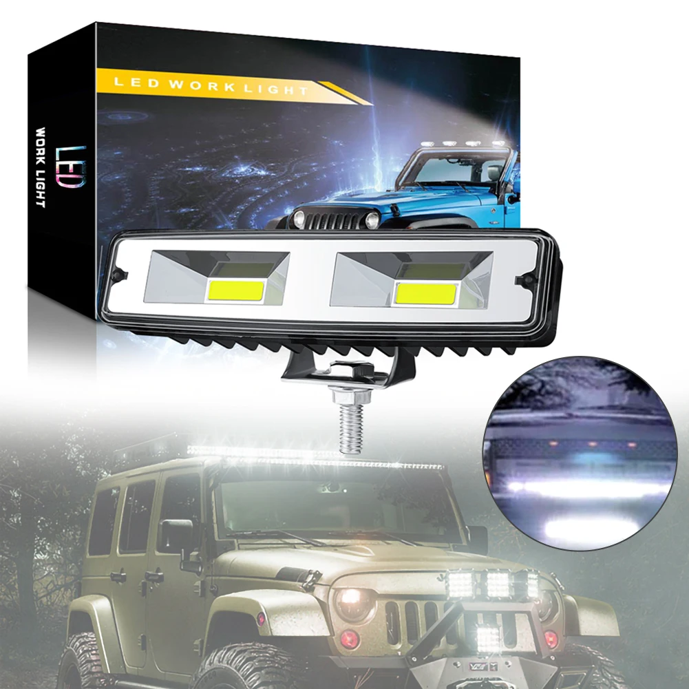 

SUHU 1/2Pcs 18W 12V COB Work Light Bulb Spot Beam Bar Car SUV Off Road Driving Fog Lamp Spot LED Bar Work Light Car Accessories