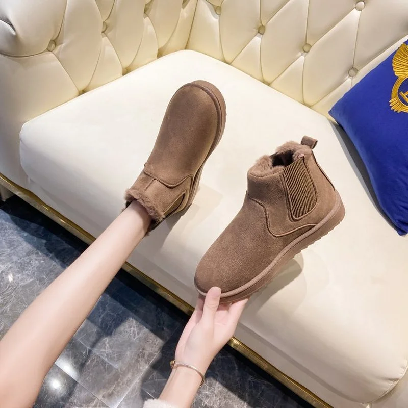 

Женские зимние ботинки на низком каблуке, с круглым носком