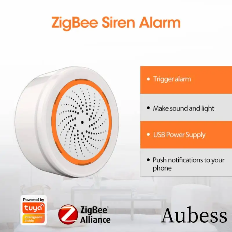 Alarma de sirena NEO Smart Tuya ZigBee, Sensor de luz de sonido de 90dB, 2 en 1 batería inteligente integrada, Sensor ZigBee