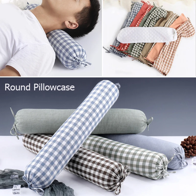 

Soft Comfortable Washed Cotton Bolster Case Simplicity Pillow Cover Round Shape Pillowslip High Quality Modern Home Decor