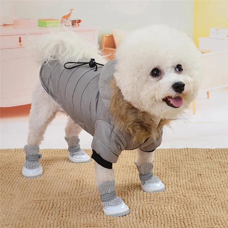 Теплая зимняя одежда для собак и кошек свитер куртка пальто с капюшоном 2019 @