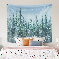 laeacco winter snow forest tapestry beauty landscape wall cloth boheme decoration curtain wall cloth wall cloth large size