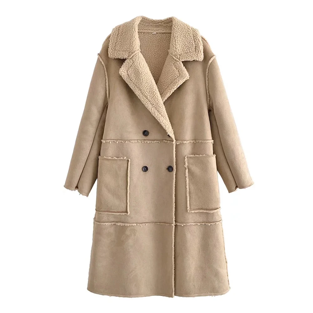 xikom 2021 Autumn Winter Women Solid Coat Stylish Female Thick Warm Cashmere loose Long Jacket coat Casual Girls Streetwear top