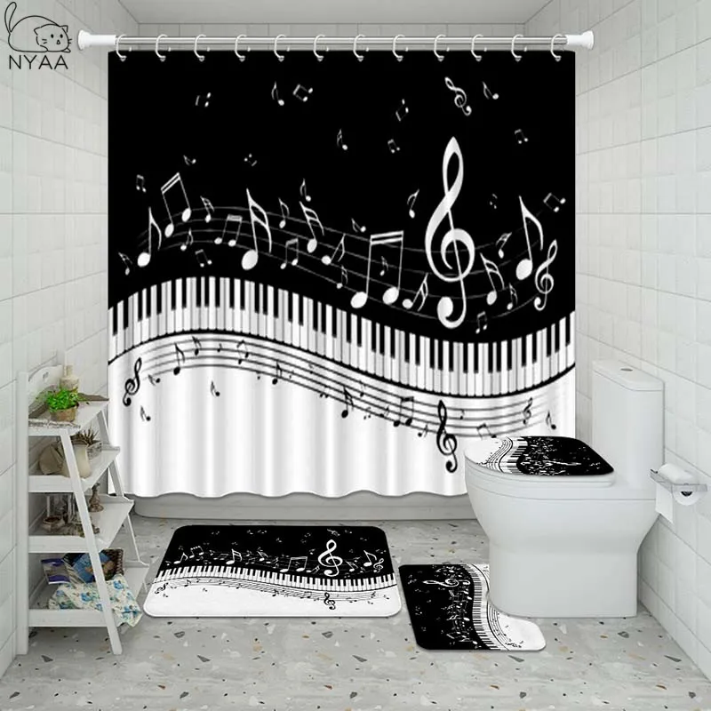 Vixm черный музыкальный набор для ванной комнаты водонепроницаемый занавесок душа