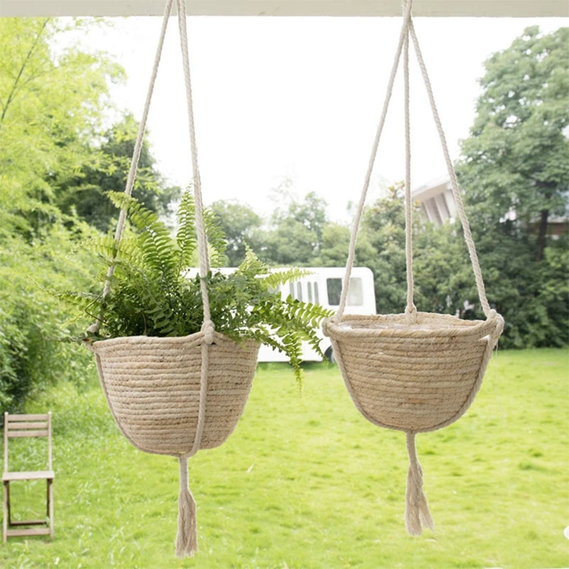 

Handmade Hanging Basket Flowerpot Plant Holder Hanger Indoor Wall Hanging Decor