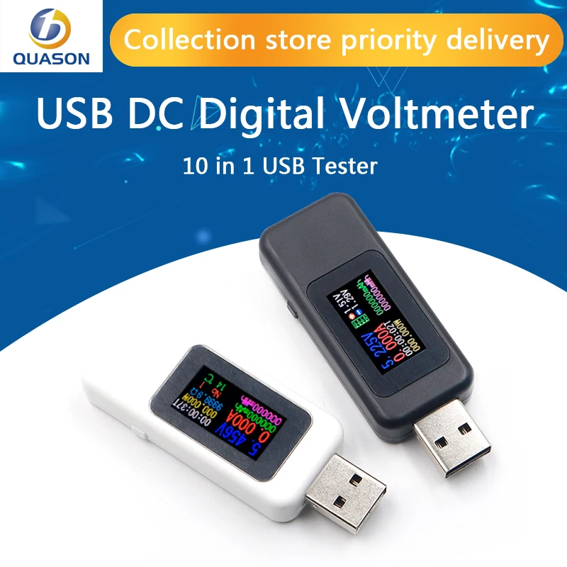 10 в 1 USB Тестер Цифровой вольтметр постоянного тока Амперметр измеритель
